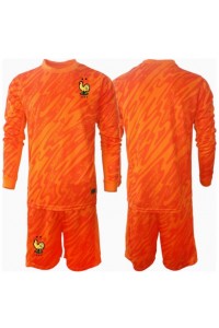 Fotbalové Dres Francie Brankářské Dětské Venkovní Oblečení ME 2024 Dlouhý Rukáv (+ trenýrky)